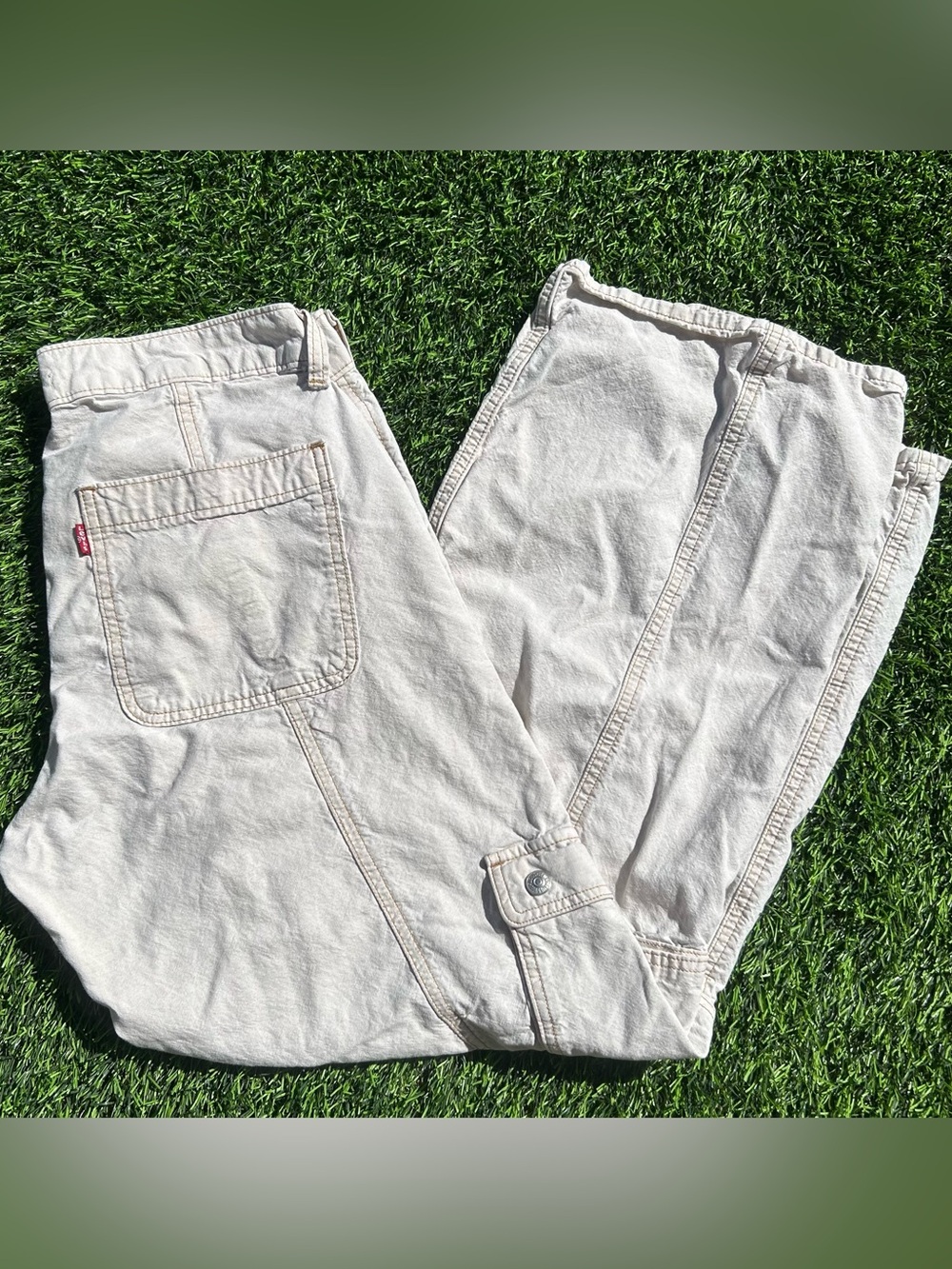 Casual Cotton Work Jeans in Off-White